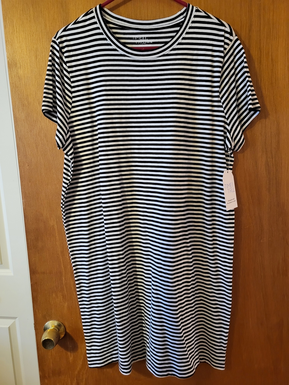 Time and Tru Black and White Striped T-Shirt Dress